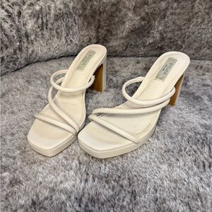 Steven New York Cream Strappy Heels